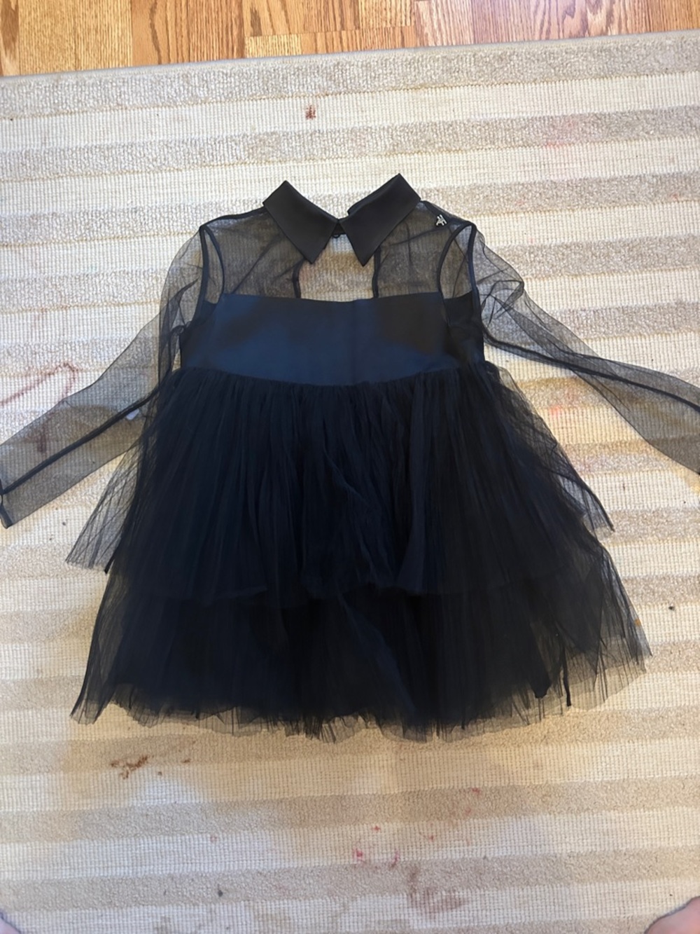 Black Tulle Party Dress with Sheer Sleeves - Kids party dress